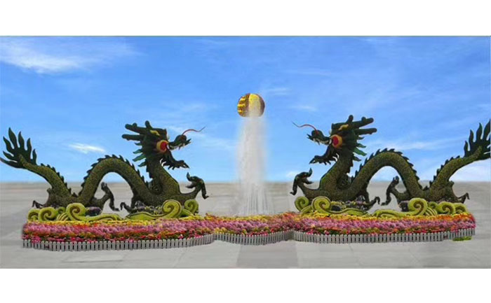 雙龍戲珠大型仿真綠雕-仿真植物綠雕設(shè)計(jì)的要點(diǎn)有哪些
