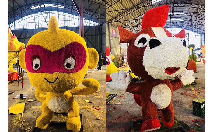 十二生肖仿真絹花卡通造型，猴子，牛