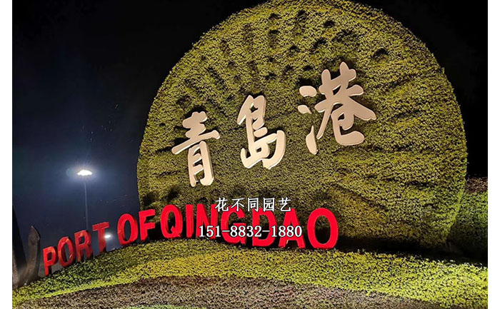 山東青島八一建軍節(jié)五色草造型夜晚亮化實拍圖