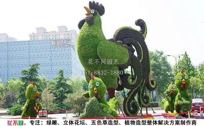 仿真動(dòng)物綠雕-大公雞小公雞設(shè)計(jì)圖
