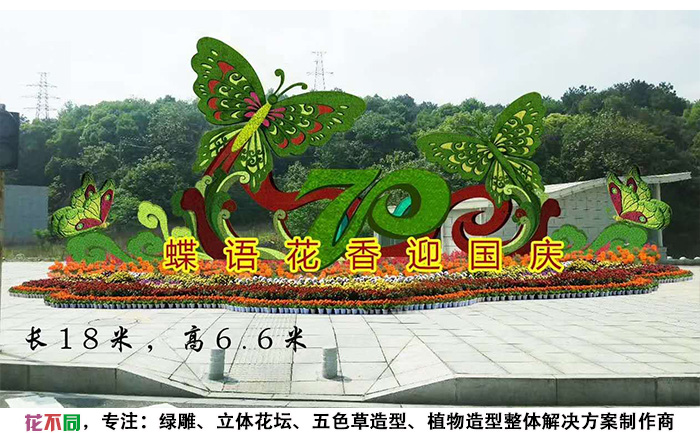國(guó)慶主題五色草造型設(shè)計(jì)圖-蝶語(yǔ)花香迎國(guó)慶